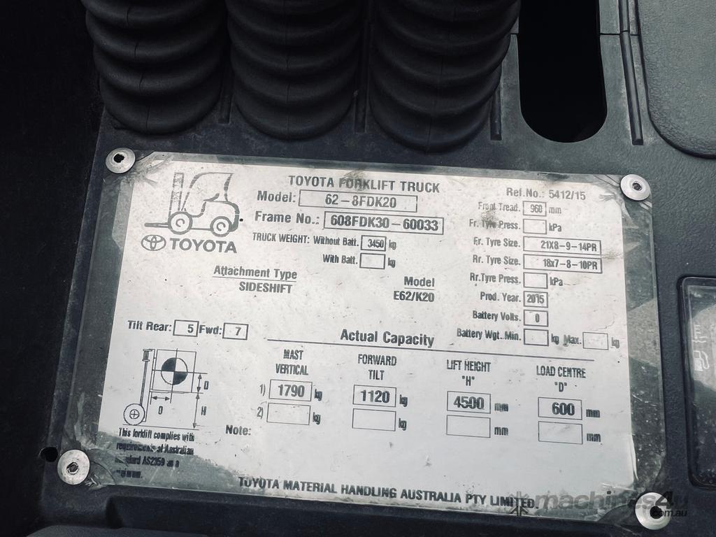 Toyota Diesel Forklift Model 8FDK20